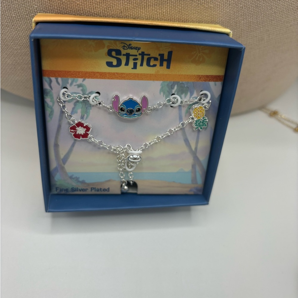 Disney Stitch Silver Charm Bracelet with Colorful Accents